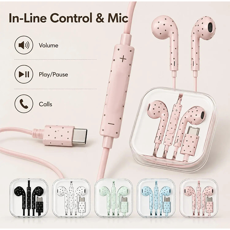 Wired Earphone Mic - Auricolari Type C con Motivo a
